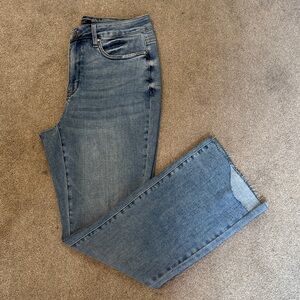 Judy Blue Light Wash Raw Hem Slim Boot Jeans Size 14W